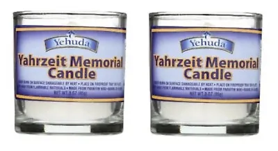 $12.95 • Buy Yehuda Yahrzeit Memorial Candle In Glass Tumbler, Pack Of 2