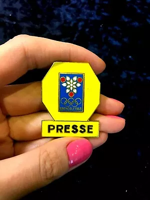 ORIGINAL NOT COPY 1968 Grenoble France Winter Olympics Games PRESS Pin Badge • $195