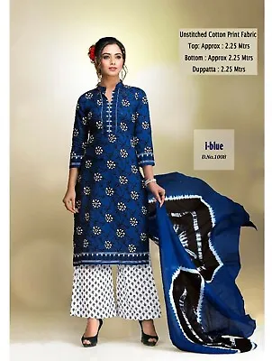 Women 100% Cotton Print Fabric Unstitched Party Wear Indian Salwar Kameez Suits  • £25.99