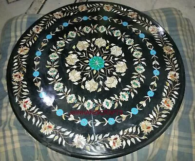 24  Black Marble Table Top Room Dining Center Inlay Lapis Mosaic Decor X-mas • $775