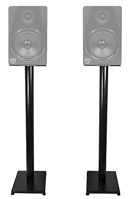 Pair Rockville RS37B 37  Steel Bookshelf Speaker/Studio Monitor Stands In Black • $79.95