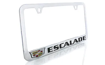 Escalade With Crest Brass License Plate Frame With Chrome Finish (2 Hole) • $43.95