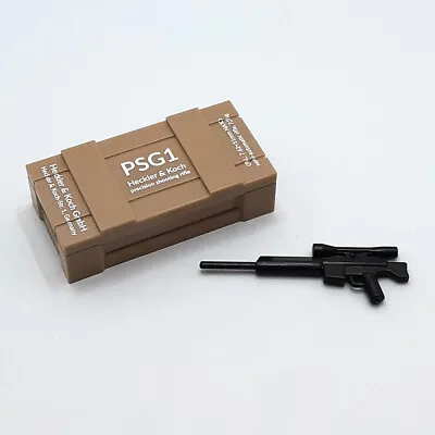 Custom Printed LEGO Compatible Crate With Weapon - H&K PSG1 Sniper Rifle • $10.10