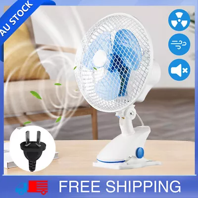 $24.50 • Buy 2 Speed Clip Desk Fan 160mm Quiet Vertical 6  Oscillating Fan Fit Grow Tent Pole