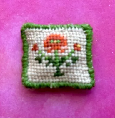 1:12 Scale Miniature Handmade Needlepoint Flower Decorative Pillow • $19.60