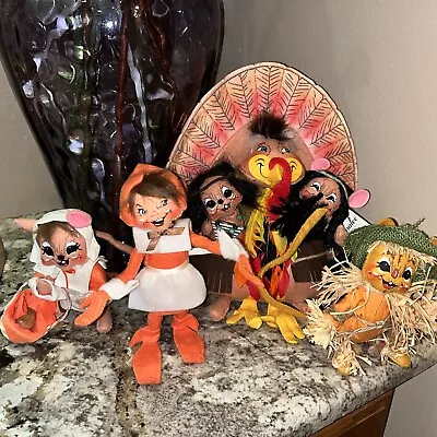 Annalee Thanksgiving Doll Lot Native Americans Turkey Pilgrims Scarecrow Mouse • $65