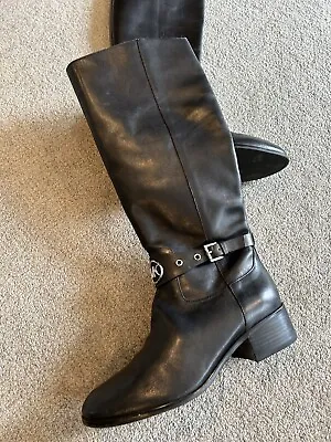 MK Michael Kors Heather Black Leather Tall Riding Boots Women's Size 9M • $49.99