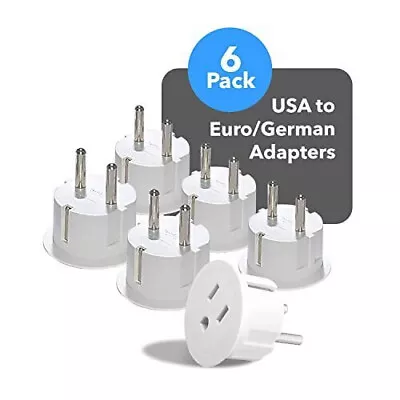 6-PCS American To European Plug Adapter Type E F USA To EU Round Pin Schuko Plug • $13.89