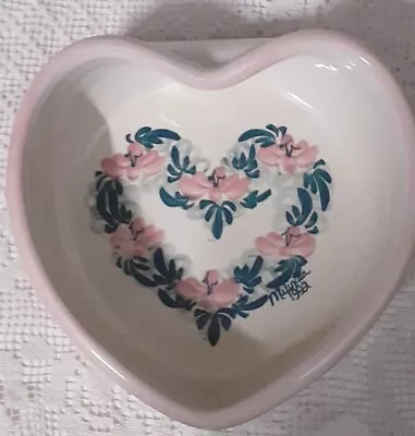 Vintage Heart Shaped Dish Ellis Pottery Marshall TX  Hand Painted And Signed  • $14