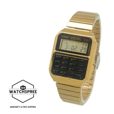 Casio Digital Dual Time Calculator Gold Stainless Steel Band Watch CA-500WEG-1A • $130.02