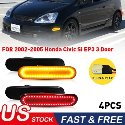 For 02-05 Honda Civic Si EP3 3DR Smoke LED Front / Rear Side Marker Lights 4pcs • $47.99