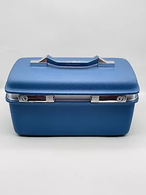 Vtg 1960's Samsonite Montbello II Blue Travel Makeup Case W/Tray Mirror Key • £47.50