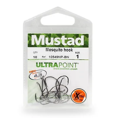 Mustad Hooks Drop Shot Live Bait 2X FINE Wire (10549NP-BN-10U) Any Size Black • $7.98
