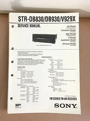 Sony STR-D830 DB930 V929X Receiver  Service Manual *Original* • $19.97