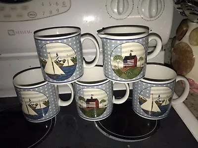 1999 Warren Kimble America The Beautiful Coffee Tea Mugs (4) + Creamer-No Chips! • $29.90