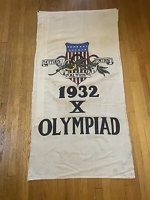 Rare Large 1932 Los Angeles Summer Olympics Flag Stadium Banner Canvas Painted • $1495