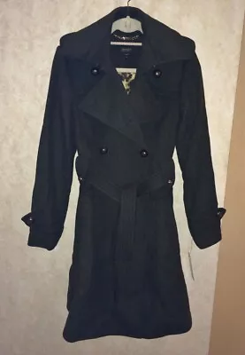 LAUNDRY By Shelli Segal Belted Military Wool Blend Long Dress Coat NEW Womens 4 • $187.42