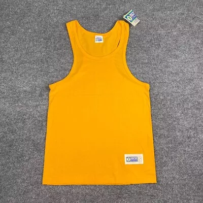 Vintage Discus Athletics Shirt Mens Muscle Tank Top Small Deadstock 90s Yellow • $24.95