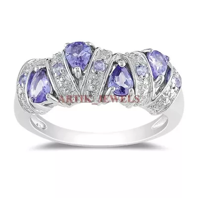 Natural Tanzanite Gemstone With 925 Sterling Silver Ring For Women's #3401 • £115.51