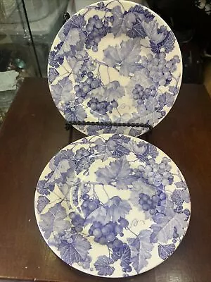 La Primula Cermamica Quadrifoglio Italy Blue Bread Plate Pair 7 1/2  • $12