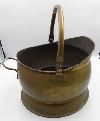 Vintage Brass Large Fireside Coal Scuttle Bucket Kindling Fireside Needs Work • £20