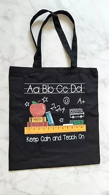 Black Teacher Tote Bag Keep Calm And Teach On • £13.49