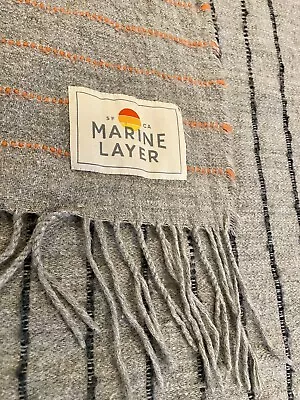 Marine Layer Roving Stitch Blanket In Heather Grey Lightweight Nice 53”x85” • $22.99