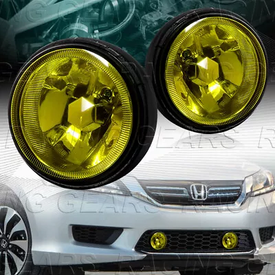 3.5  Round Chrome Housing Yellow Lens Fog Driving Lights Lamps+switch Universal • $33.95