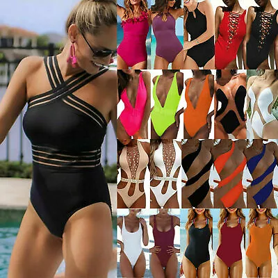 £10.82 • Buy Womens Ladies Tummy Control Push Up Padded Monokini Swimsuit Bikini Swimwear