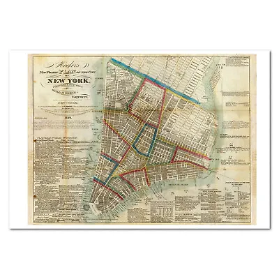 Vintage Manhattan City Map Poster - 1833 Details Map - High Quality Unframed • $14.44