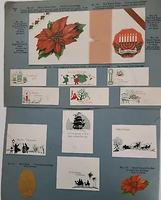 1927 Vtg DECO CHRISTMAS TAGS & SEALS 2 Pages From Salesman Sample Card Book • $12