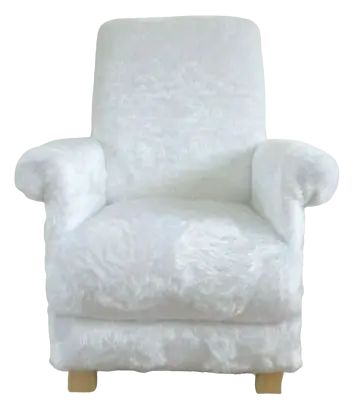 White Faux Fur Fabric Children's Chair Kids Armchair Teddy Bear Nursery Bedroom • £119.95