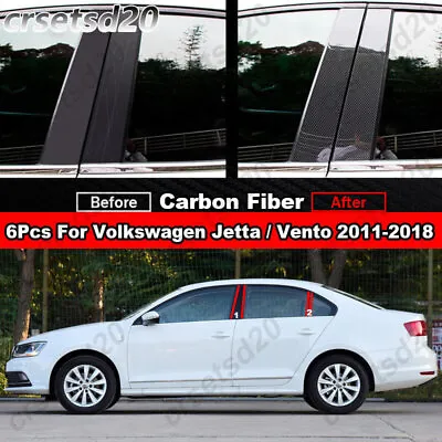 Carbon Fiber Style Window Door BC Pillar Post Cover Trim PC Sticker For VW Jetta • $25.74