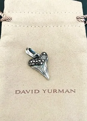 David Yurman 925 Sterling Silver Shark Tooth Men's Amulet With Black Diamonds • $349.99