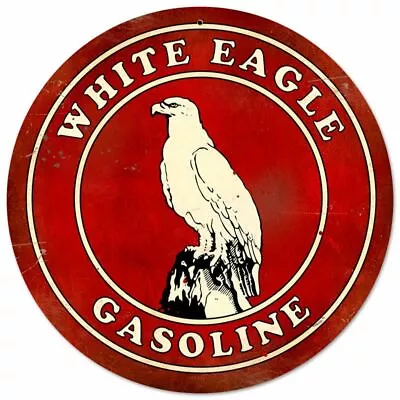 White Eagle Gasoline 14  Round Heavy Duty Usa Made Metal Gas Advertising Sign • $72