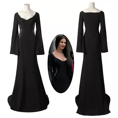 The Addams Family Morticia Addams Dress Costume Cosplay Suit • $99.89