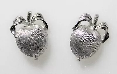 Earrings Sarah Coventry Silver Plated Apples Clip On Vintage Estate RARE Signed • $6.50