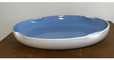 Milk Glass Tray Vintage Shabby Home Decor Oval Vanity Dresser Dish Blue & White • $11.99