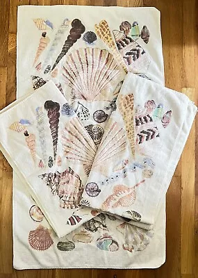 3 Sea Shell Martex Gloria Vanderbilt Bath Towels Academia Ocean Nautical Beach • $33.60
