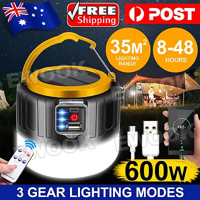 $17.95 • Buy 600W LED Solar Light + Remote USB Rechargeable Tent Camping Emergency Outdoor AU