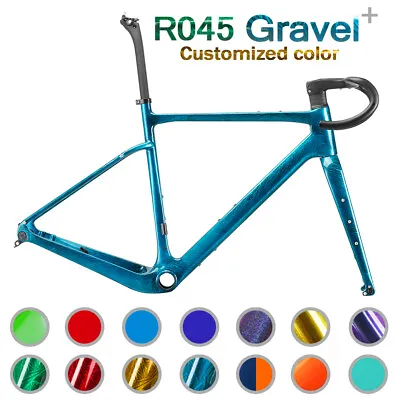 AIRWOLF Gravel Carbon Fiber Bike Frame Custom Road Bicycle Disc Brake 700*45c • $1042.55