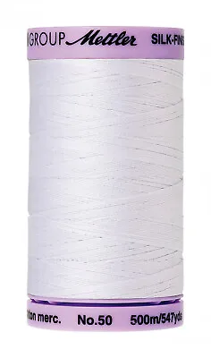 Mettler Silk-Finish 50wt Solid Cotton Thread 547yd/500M White  #9104-2000 • $10.52