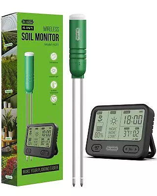 4-in-1 Soil Moisture Meter Temperature/Light/Time/Soil Water Monitor With Di... • $40.04