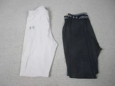 Under Armour Pants Mens Black Large Compression Lot Of 2 Tight Leggings Workout • $22