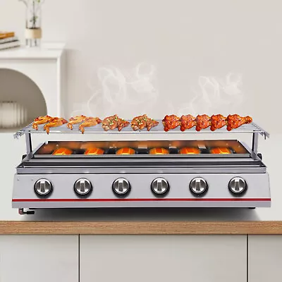 6 Burner Stainless Steel Barbecue Table Top Gas Grill Outdoor 79*25cm • $115.91