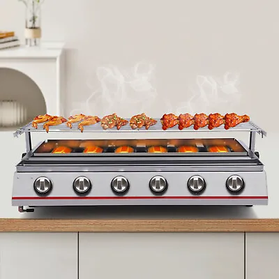 Commercial Stainless Steel Gas LPG Grill 6-Burner BBQ Tabletop Cooker Outdoor  • $115.90
