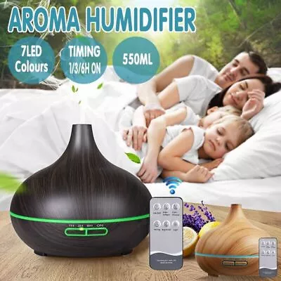 7 LED Light Aromatherapy Diffuser Aroma Essential Oil Air Humidifier Wood Grain • $22.20