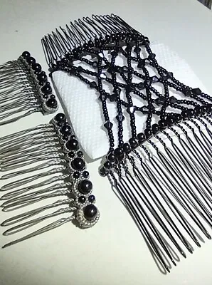 Hairzing Silver • Black Color Beads Hair Double Comb Flexible With Extras! • $6.99
