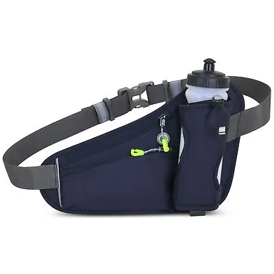 Sports Hydration Belt Bag Running Belt Waist Pack Bum Bag W/ Water Bottle Holder • £9