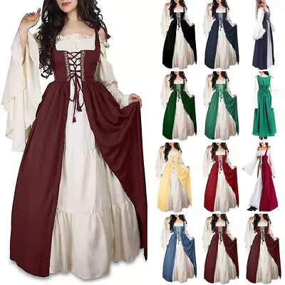 $59.41 • Buy Halloween Women Medieval Vintage Maxi Dress Renaissance Victorian Gothic Cosplay